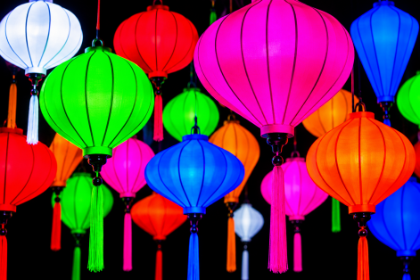 UV neon sz&iacute;nű lampionok